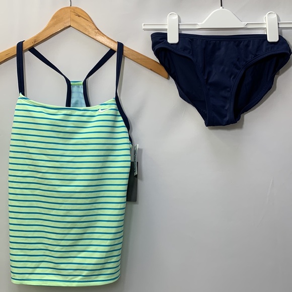 Nike Sport Women's 2 piece Striped Tankini Swimsuit Size Small NWT $100 - Picture 4 of 6